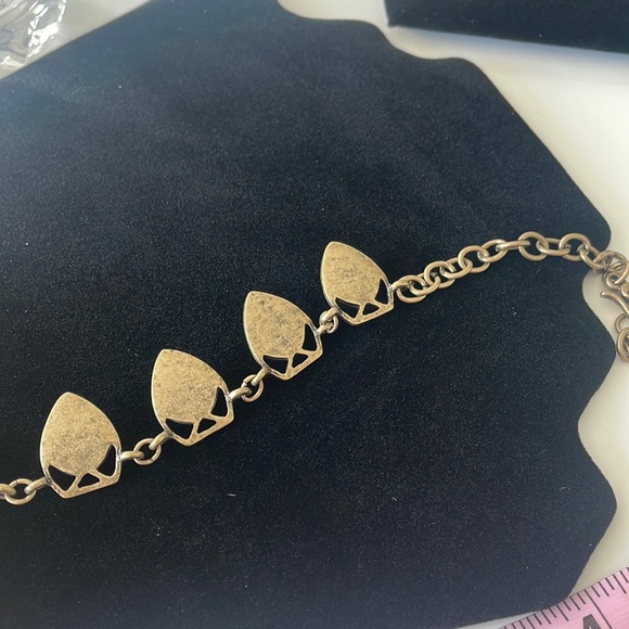 Boho Style Washed Gold Necklace with Pink Stones 15” + 4” Extender - Picture 7 of 8